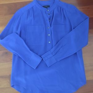 Jcrew pure silk bright blue blouse